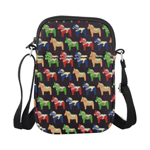 WCGXKO Swedish Dala Horse Crossbody Bag Traditional Red Dala Horse Gift Swedish Souvenir Gift (Dala Horse Cr)
