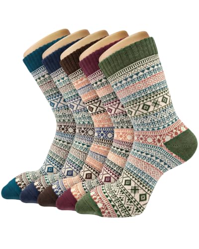 Senker Fashion Wool Socks for Women, Crew Boot Warm Sock for Hiking Trekking Work Outdoor Winter Gifts for Women Mom Her