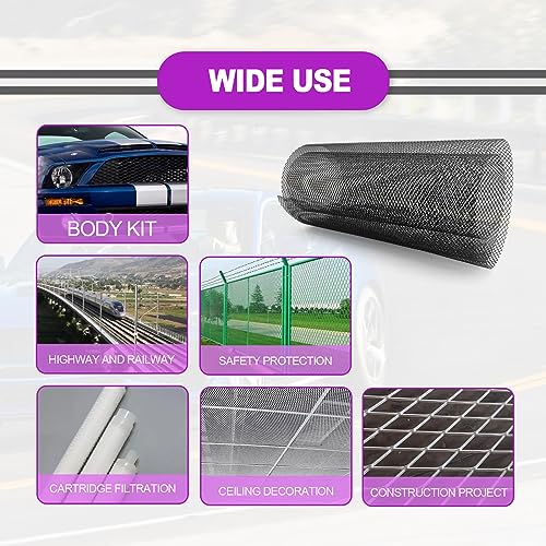 Image of Universal 40 inchx13 inch Car Grill Mesh - Aluminum Alloy Automotive Grille Insert Bumper 6x12mm Rhombic Hole, 100x33cm Automotive Grille Insert Bumper, Multifunctional Grille Mesh Roll, Fit for Car Bumper