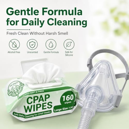 Image of Fast-Clean CPAP Mask Wipes: Clean Grease in 1 Minute - Extra-Large Moist | Save 90% of Cleaning Time - Quick-Dry No Residue -Alcohol-Free Unscented 160 PCS Wipes for Full-Face /Nasal CPAP /BIPAP Masks