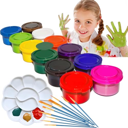 ZYFHOUST Spill Proof Washable Paint for Kids 12 Colors Washable Kids Paint Set Non-Toxic Finger & Watercolor Paints for Toddlers Easy-to-Clean Art Supplies for Creative Play & Learning