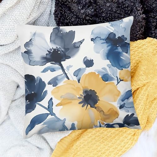 KANXLAN Pillow Covers Decor with Annabel Kidston Flowers and Leaves, Cushion Case for Home Sofa Couch 20x20in