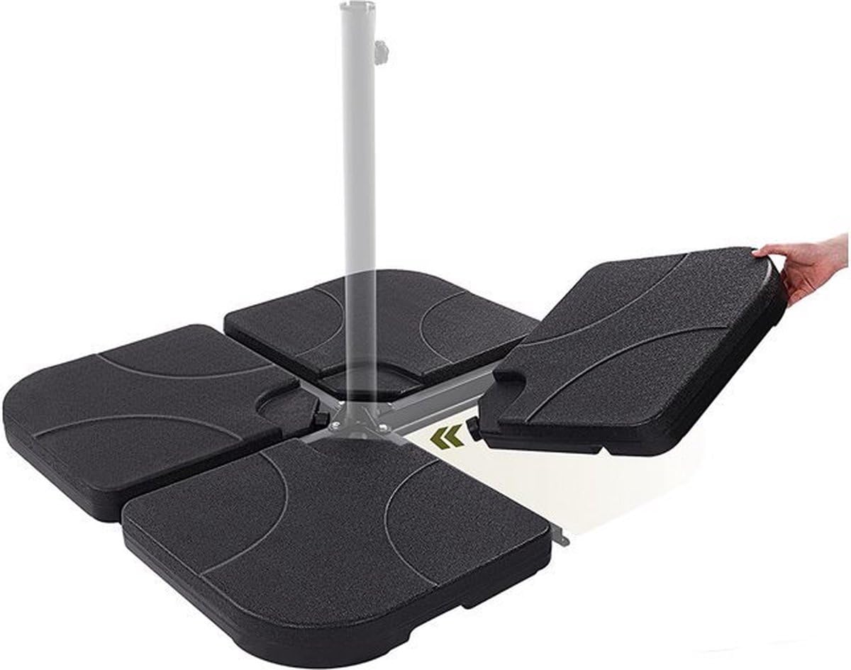 SensaHome - Podstawa do parasola napełniana 4-częściowa - Stojak na parasol - Uchwyt na parasol - 50x50x7cm - Czarny