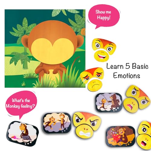 Image of Chalk and Chuckles Monkey Expressions Preschool Feelings Puzzle Ages 3-6 Years Old, Social Emotional Learning, Educational Toy