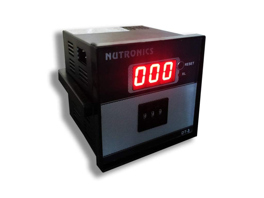Nutronics Digital 3 Digit Timer Supply: 230VAC, Size: 96mmX96mm, Supply: 230VAC, Output: 1 Relay, Range : 999sec/min/hrs