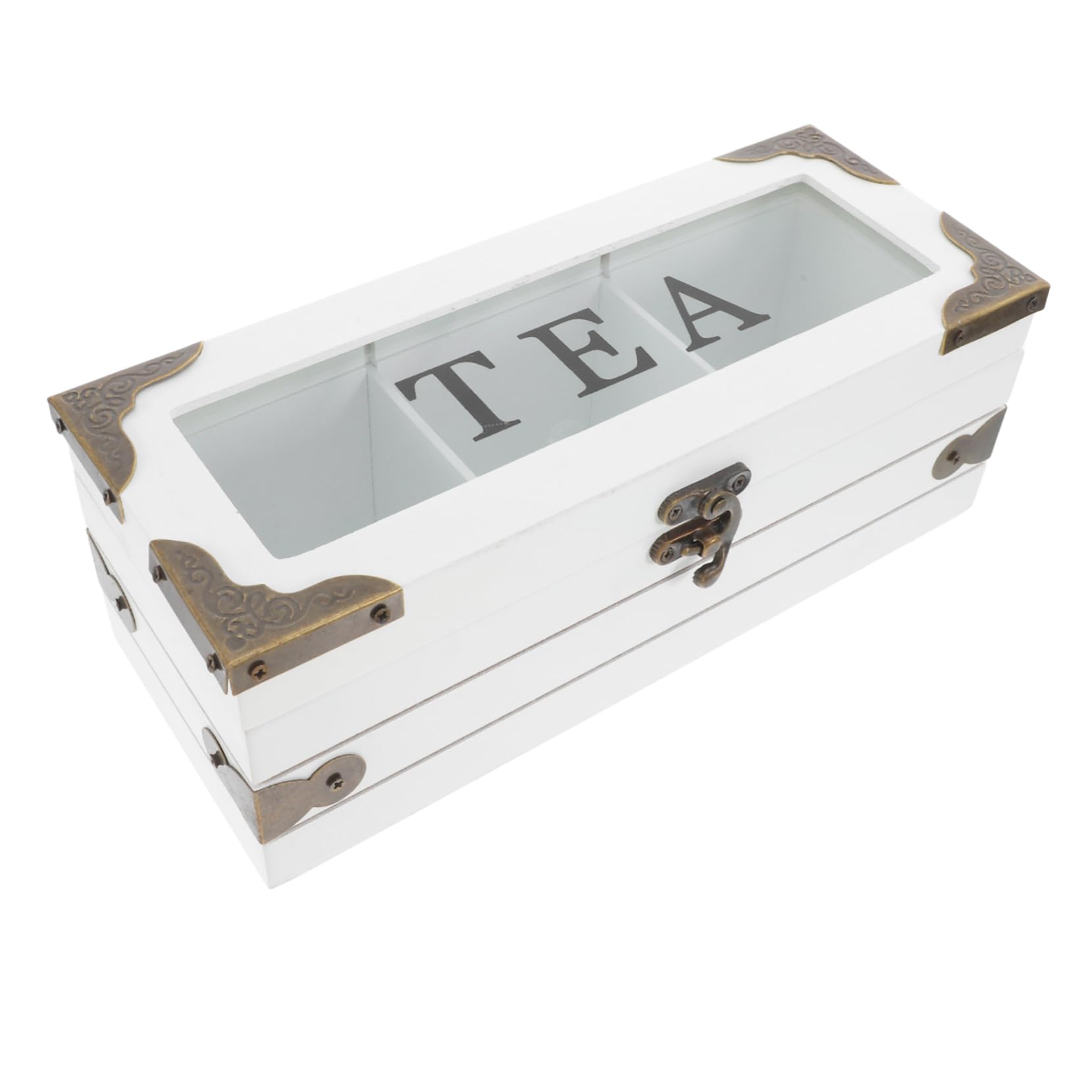Luxshiny Teebeutelbox Aus Holz Mit Sichtfenster Multifunktionale Aufbewahrungsbox Mit Fächern Für Teebeutel Und Zuckerpäckchen Kompakter Holzorganizer Für Küche Oder Wohnzimmer