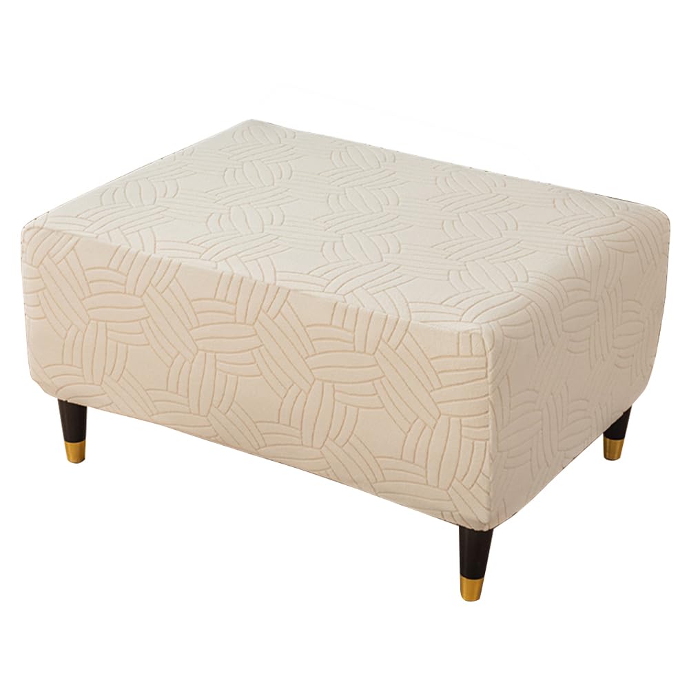 Fundas de Puff Taburetes Fundas Otomanas Funda de Reposapiés de Sofá Cubre Puff Rectangular Beige XS