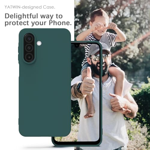 Image of YATWIN Silicone Case for Samsung Galaxy A17 4g /5g, Soft-Touch, Shockproof, DustProof, Antiskid Phone Cover for Samsung Galaxy A17 4g /5g - Dark Green