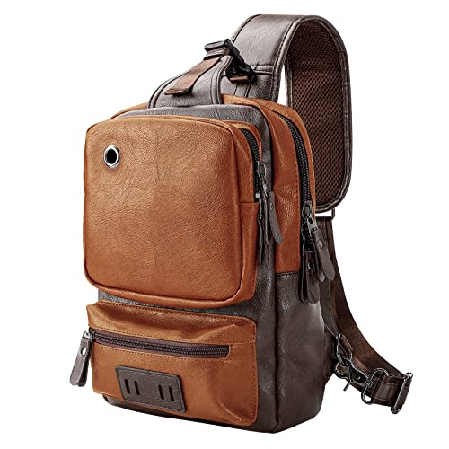 Bandolera cruzada de piel vintage AONEGOLD con puerto USB para hombre actual