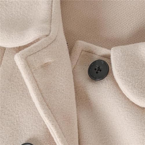 Girls Fleece Buttons Collar Coats Flare Bottom Peacoats Kids Plain Long Sleeve Warm Casual Jackets Soft Outwear3