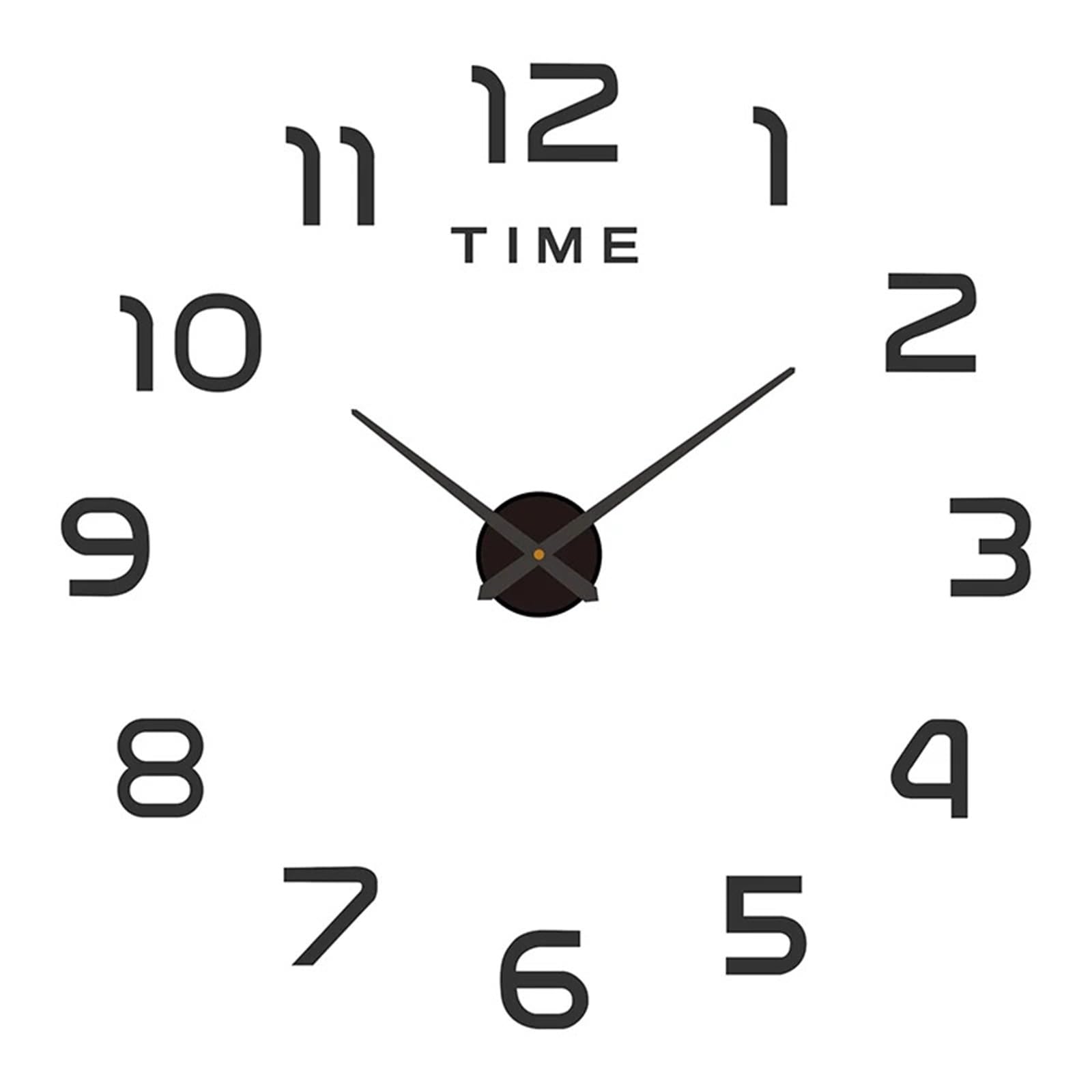 Horloge Murale numérique 3D créative, Chiffres Romains, Miroir, Grande Horloge Ronde, Auto-adhésive, DIY Bricolage pour Le Salon Et La Chambre(Black)