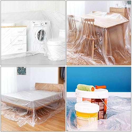 DECARETA Plastic Sofa Cover,Large Sofa Storage Cover,Plastic Sofa Dust Covers,Sofa Protector Bags Plastic Couch Covers,Painters Drop Cloth for Protection,Plastic Sofa Covers for Bed,Sofa,Couch,Ground