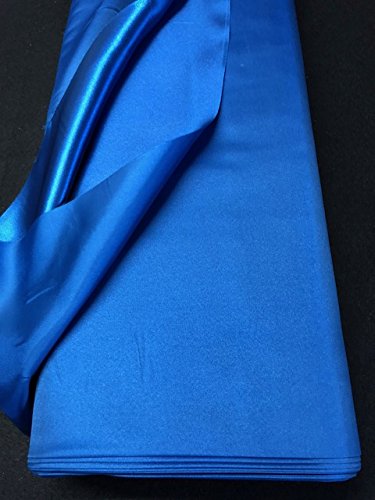 CREADETEX.COM Tissu Doublure Satin Bleu Roi au Metre Largeur 150 cm