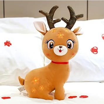 SCOOBA Reindeer Deer Plush Toy, Shimmer Horn25cm Tall, Multi Color Soft Stuffed Animal, Deer Plush, Christmas Gift for Kids (25cm Brown Color)