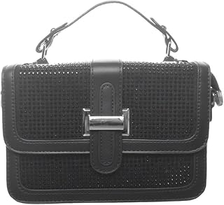 Strass Leather Crossbody Bag for Women - Black - 8816