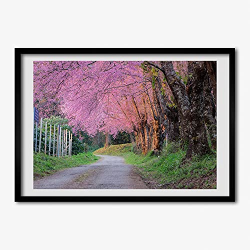 Tableau moderne fleurs de cerisier 70x50 cm avec cadre en bois MDF pour affiche Tulup