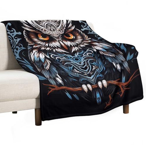 Couverture en flanelle hiboux 152x203 cm légère pour lit