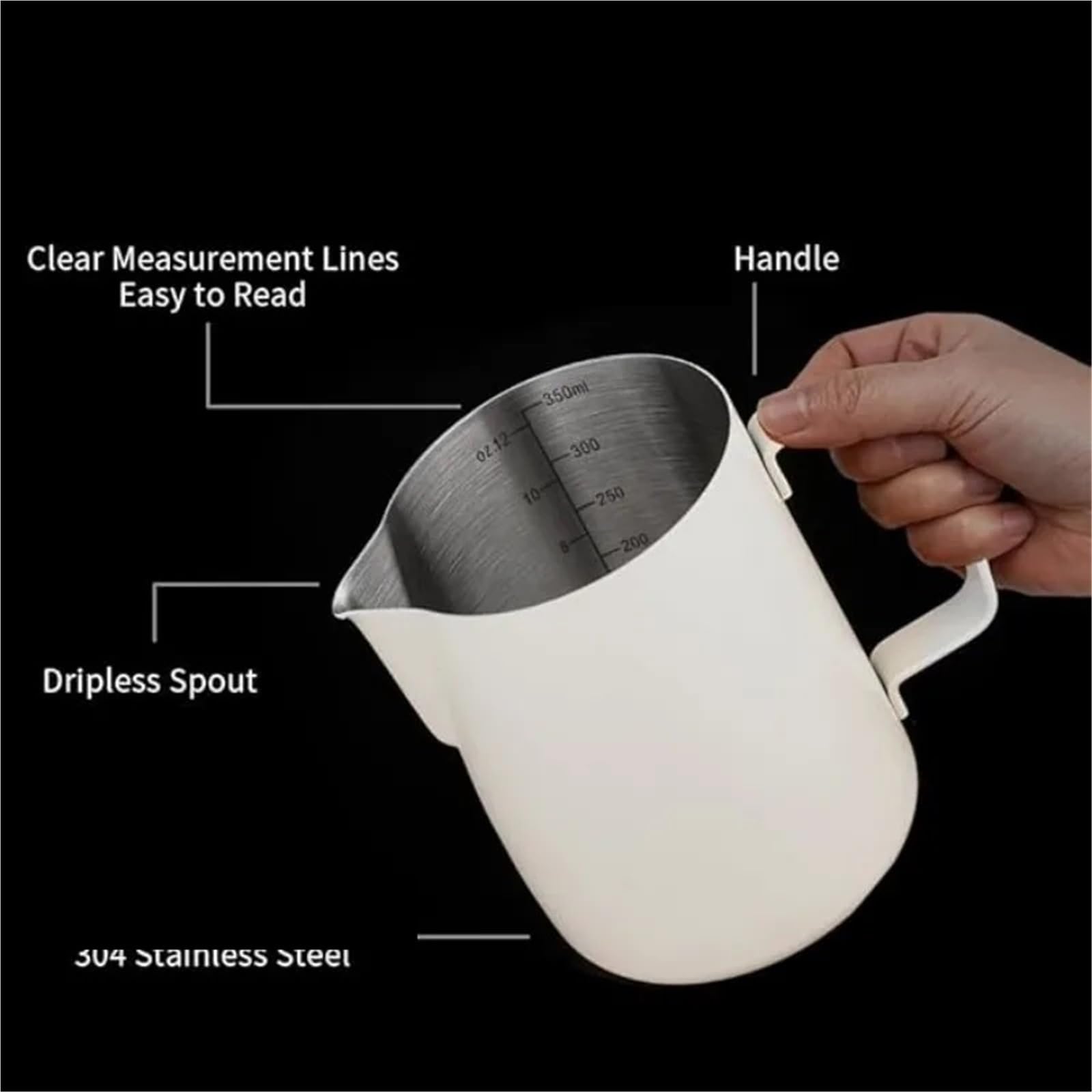 2 pz 350/600 ml In Acciaio Inox Schiuma di Latte Brocca Latte Art Tazza Lungo Arrotondato Beccuccio Montalatte Brocca Cafe Uso Ufficio(Silver-350ML)