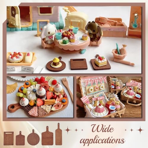 Set de 5 mini tablas de cortar de madera con mango miniatura 5