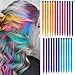 Colored Clip in Hair Extensions for Girls 25 pcs Straight Fashion Hairpieces for Party Highlights (5 maka colors,Lake Blue,Rose red,Orange yellow,Purple,Blue)