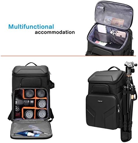 MOSISO Camera Backpack,DSLR/SLR/Mirrorless Photography Waterproof 17.3 inch Camera Bag Case with Front Hardshell&Laptop Compartment&Tripod Holder&Rain Cover Compatible with Canon/Nikon/Sony,Space Gray