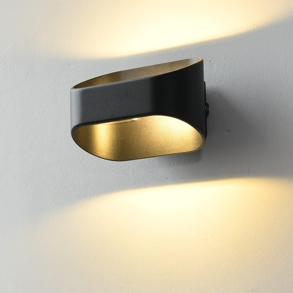 SXSCARKX Black Modern Minimalist Design Wall Sconce Fixtures 7W LED Warm Light Energy Saving Lamp Rust-Proof Die-cast Aluminum Body for Commercial Street Lighting