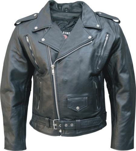 Men's Buffalo Hide Leather Motorcycle jacket w/vented front and back zipout liner and full belt AL 2072-50