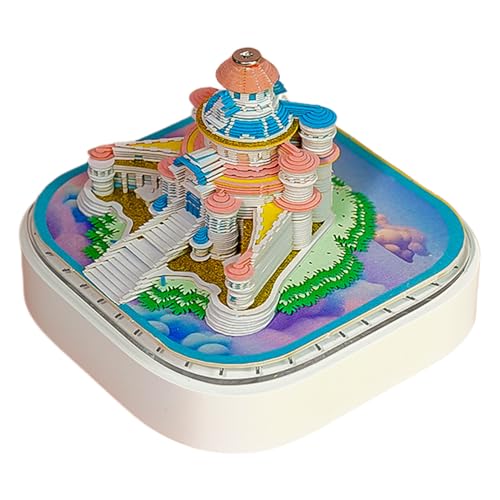 Calendario 3D 2026 de escritorio con diseño de castillo de cuento en papel rasgable