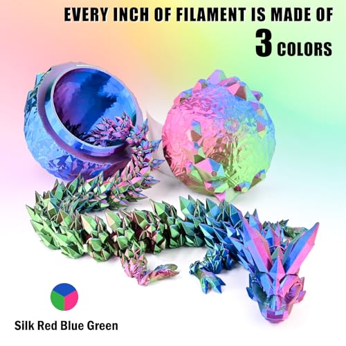 OVV3D Silk PLA Filament, 3D Printer Filament Tri-Colors Coextrusion PLA Filament 1.75mm, Rainbow PLA Filament with Silk PLA Red-Blue-Green, 3D Printing Filament +/-0.02mm, 1kg/2.2lbs