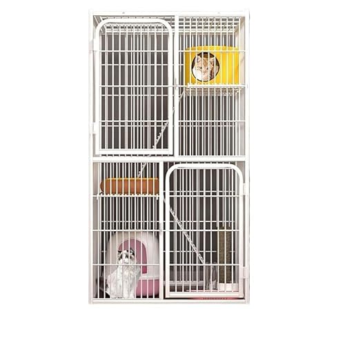 YMZJ猫ケージ 猫ハウス 室内用猫のゲージ 組立簡単 猫ハウス 室内用猫のゲージ 大型猫用ケージ 多頭飼い猫 取り外し可能な ペット用品 室内飼い 快適なスペース 猫脱走防止 掃除しやすいネコ (1列大型3階建て 71×54×130cm)