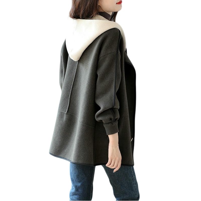 Chaqueta de tweed cómoda con capucha estilo coreano juvenil 4