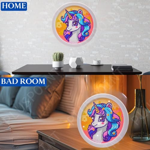 Image of PLUSPOINT 5D Diamond Gem Kits for Kids with Frame Diamond Arts and Craft for Kids Ages 6 8 10 12 Gem Art Painting Kit Unicorn Crafts Unicorn Diamond Painting Kits for Girls