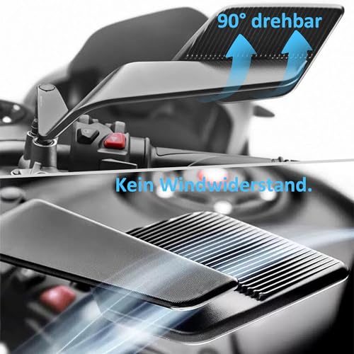 Universal Motorrad Spiegel,Drehbarer MotorradRückspiegel,Einstellbarer Winkel MopedSpiegel,RollerSpiegel,Klappspiegel Motorrad(Blauer)