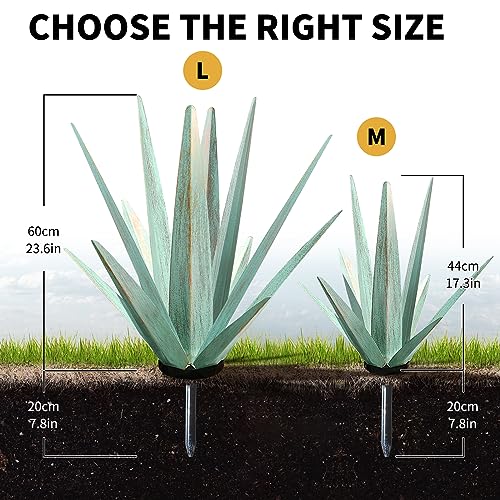 Image of KODIBO 24 inch Metal Agave Plant Outdoor Decor, Large Yard Statue, Mint Green