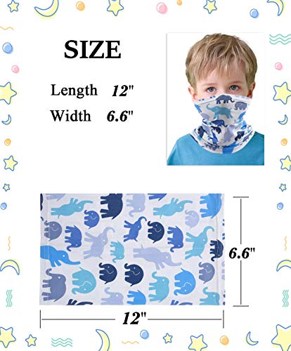 2 Pcs Kids Neck Gaiter Balaclava, Summer Face Cover Bandana, Mask Toddler Half Face Protective Reusable Infinity Scarf, Gifts for Girls Boys, Baby Headwear For Fishing,Hiking Elephant Shark