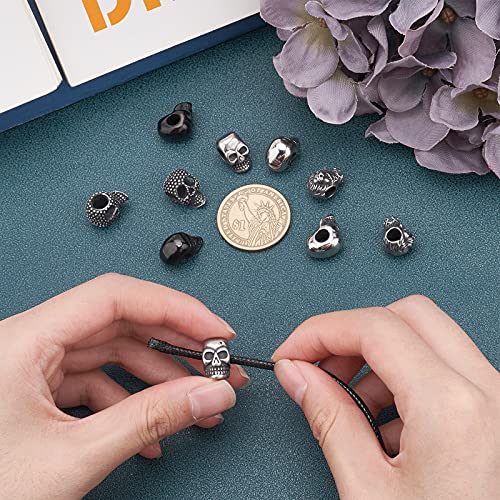 UNICRAFTALE 10pcs Mixed Shape Skull Beads Stainless Steel Skull Spacer Beads 5-6mm Large Hole Beads European Beads Halloween Decoration for DIY Necklace Bracelets Jewelry Making 5-16mm - Image 2