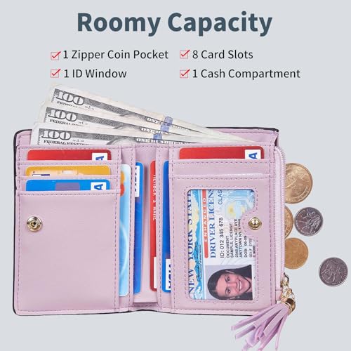 Image of Gostwo Small Wallets for Women, Stylish Womens Wallet with ID Window, Zippered Coin Pocket and Tassel. Cute RFID Wallet for Women, ideal for Teen Girls, Commuters, and Women for Daily Use