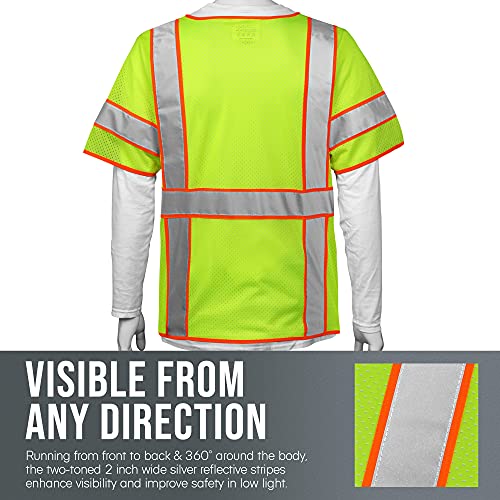 Glow Shield Ansi Class 3 Safety Vest With Sleeves Hook-N-Loop Big Pockets Zipper #TOP2
