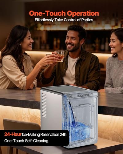 Image of VEVOR 1.6 inch Clear Ice Cube Maker, 3 Square Ice Ready in 25-35 Mins, 108 Pcs /Day, 24H Timer Ice Maker Countertop for Cocktails, Whiskey & Bourbon