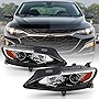 ACANII - For [Halogen Model Only] 2019-2022 Chevy Malibu Projector Headlights Headlamps Replacement Assembly Left+Right