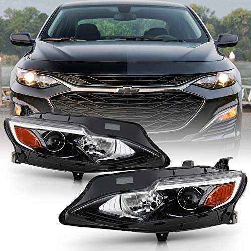 ACANII - For [Halogen Model Only] 2019-2022 Chevy Malibu Projector Headlights Headlamps Replacement Assembly Left+Right