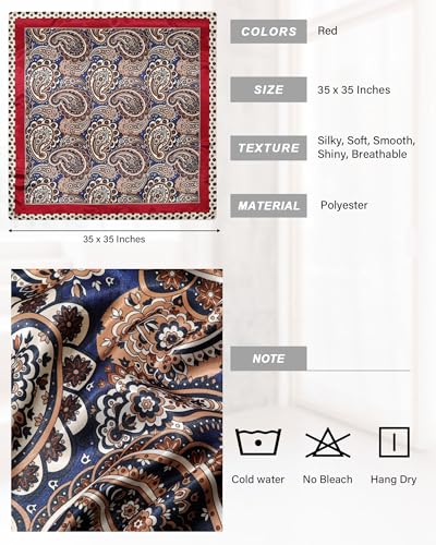 Large Silk-Touch Square Scarf 35 Inches - Versatile Head Wrap for Yoga, Casual Wear & Gift Giving2