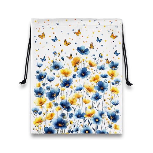 Image of Flowers Small Gymnastics Grip Bag Butterfly Lightweight Travel Drawstring Bag