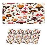 4 Pack Fluorescent Light Covers for Ceiling Lights Seamless retro mushroom flower autumn pattern Magnetic Light Filters Diffuser Shade for Classroom Home Office School