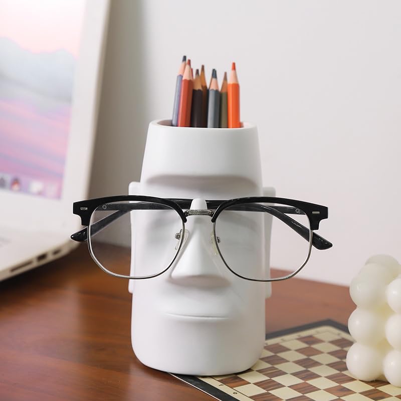 Moai Stone Statue Sculpture Pen Pencil Holder Organizer Eyeglass Holder Rack Cosmetic Brush Holder Decorative Box Pot Makeup Brush Pot image 5