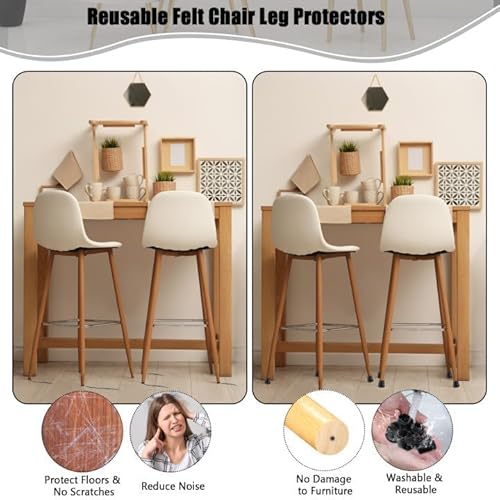 40 Stück Stuhlbeinkappen, Filzgleiter für Stühle, 14-20MM Verdickte Stuhlbeinschoner Schutzkappen für Rund Stuhlbeine zum Schutz von Böden (Kleine, Schwarz)