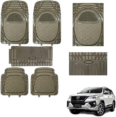 Cabix Smoke, Odourless PVC Car Mat for Toyota Fortuner New (Set of 5, Smoke)