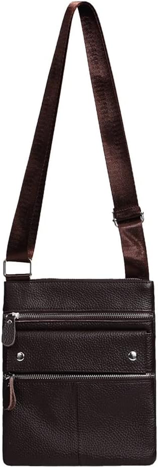 Leather Men's Crossbody Bag Large Capacity Shoulder Sling Bag Multifunction Travel Messenger For Male