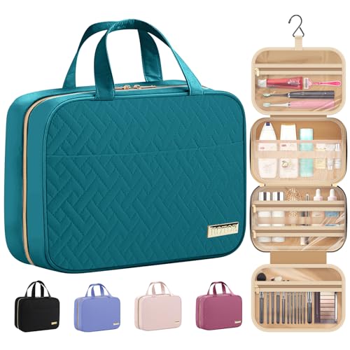 HOTOR Hanging Travel Toiletry Bag Women Men Essentials Teal | Big Compartment, Waterproof Travel Accessories, Makeup Organizer Cosmetic Bag for Cruise, Gift, Road Trip, Vacation, Medium - image 1