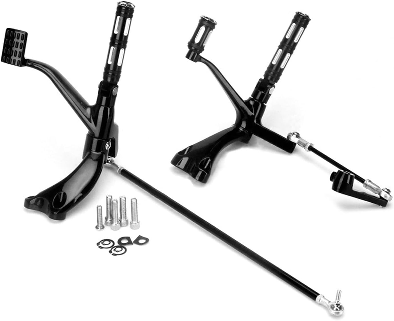 Motorcycle Gloss Black Forward Controls Floor Boards Levers Linkages Fit for XL 883 1200 2004-2013(Style B)
